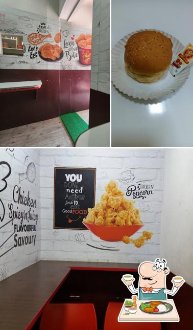 The restaurant's food and blackboard