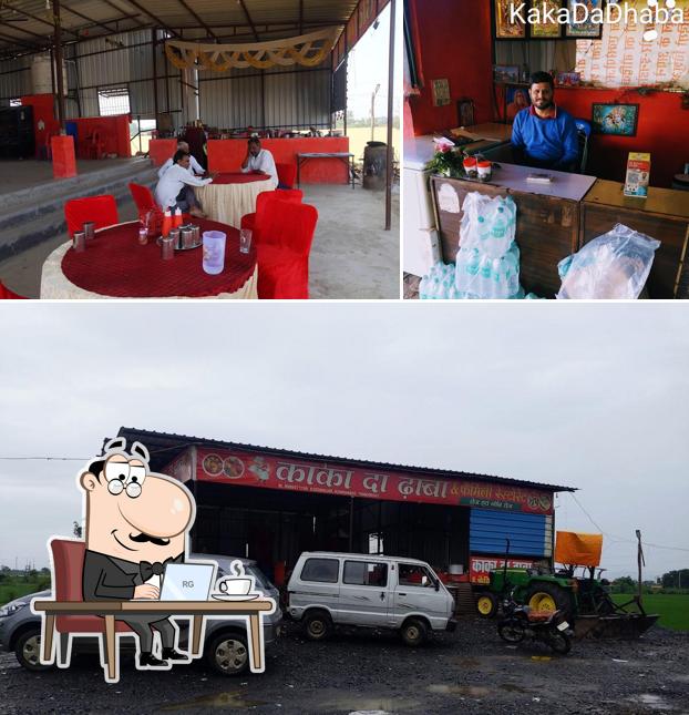 Take a look at the image depicting interior and exterior at Kaka Da Dhaba