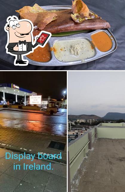 The restaurant's exterior and food