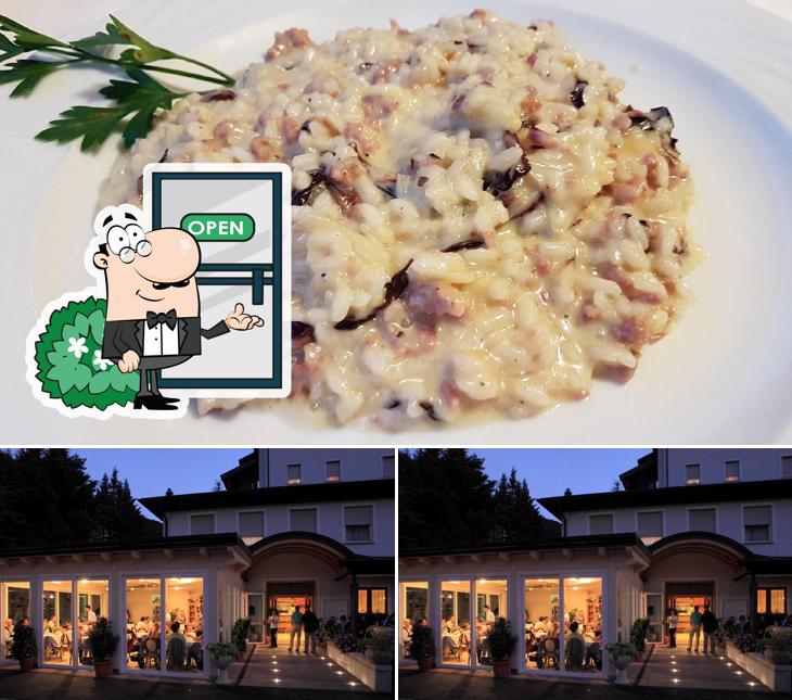 Tra le diverse cose da Ristorante Pizzeria Lillà si possono trovare la esterno e cibo