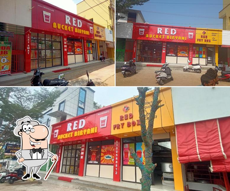 The exterior of Red Bucket Biryani Srikakulam