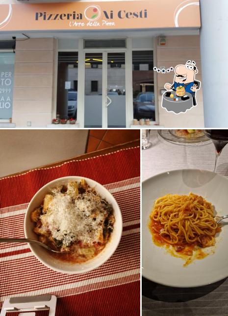Dai un’occhiata alla foto che mostra la cibo e esterno di Pizzeria Ai Cesti Sacile