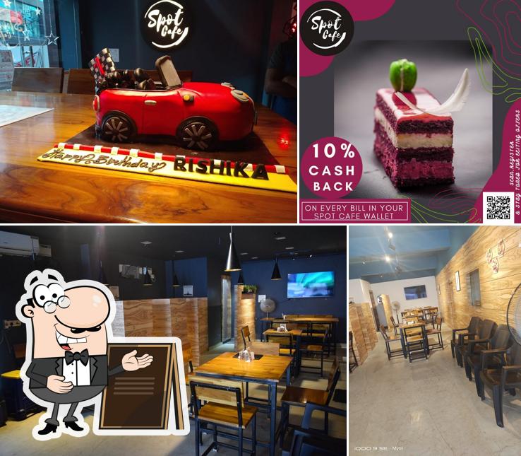 Among various things one can find exterior and interior at SPOT CAFE