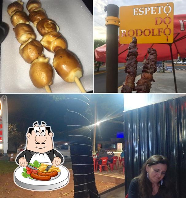 A ilustração da comida e exterior no Espeto do Rodolfo
