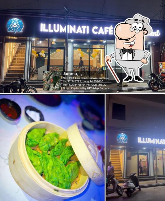 Among different things one can find exterior and food at Illuminati Cafe and Restaurant