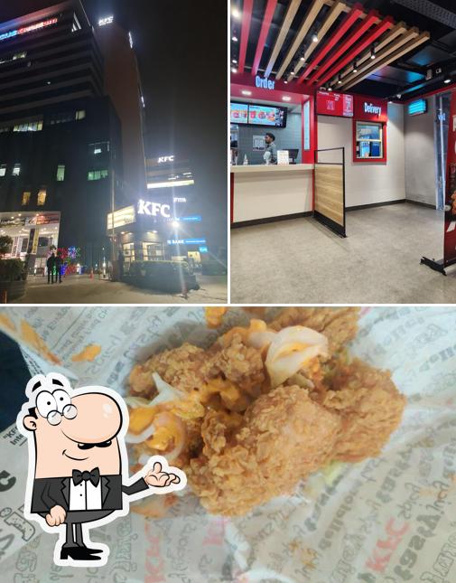 Check out the picture depicting interior and food at KFC