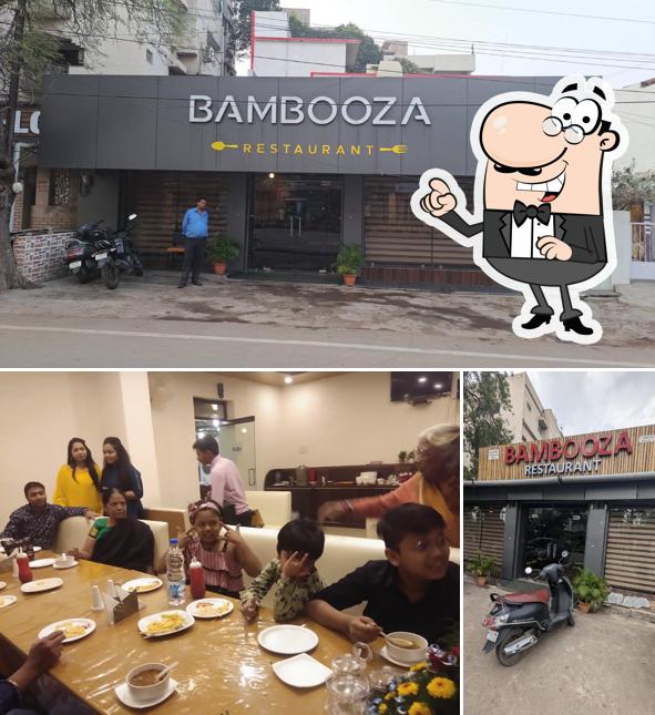 Check out the picture depicting exterior and interior at Bambooza Restaurant
