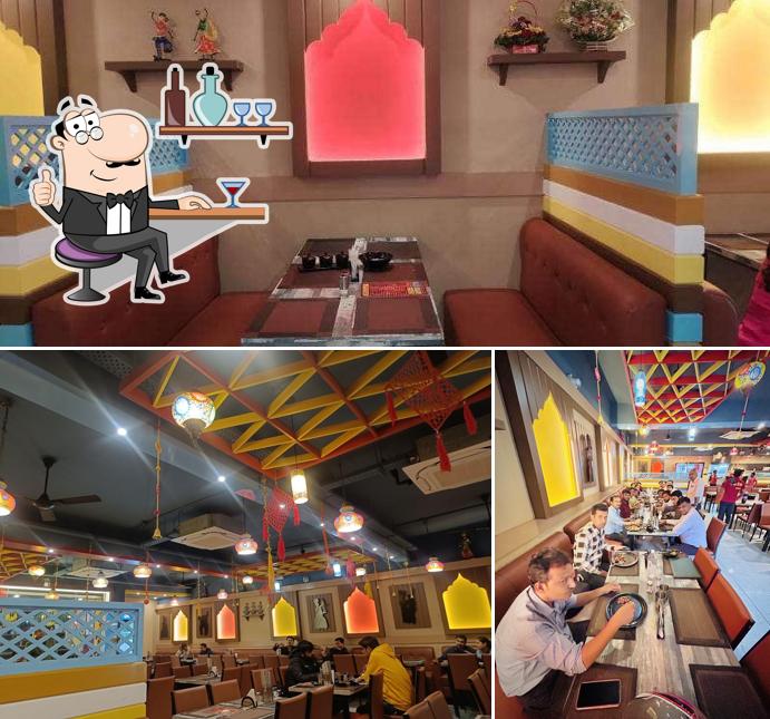 Take a seat at one of the tables at Shri Balaji Dhaba