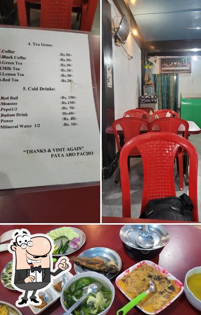 This is the photo showing interior and food at PIKEY Rice Hotel (Tribal Food)