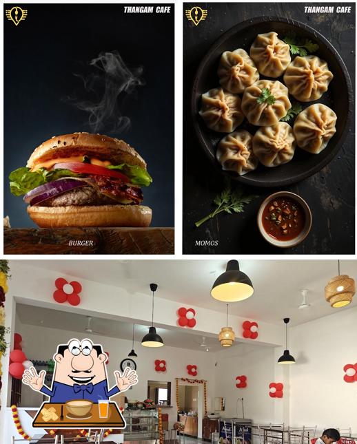 This is the picture showing food and interior at Thangam Cafe