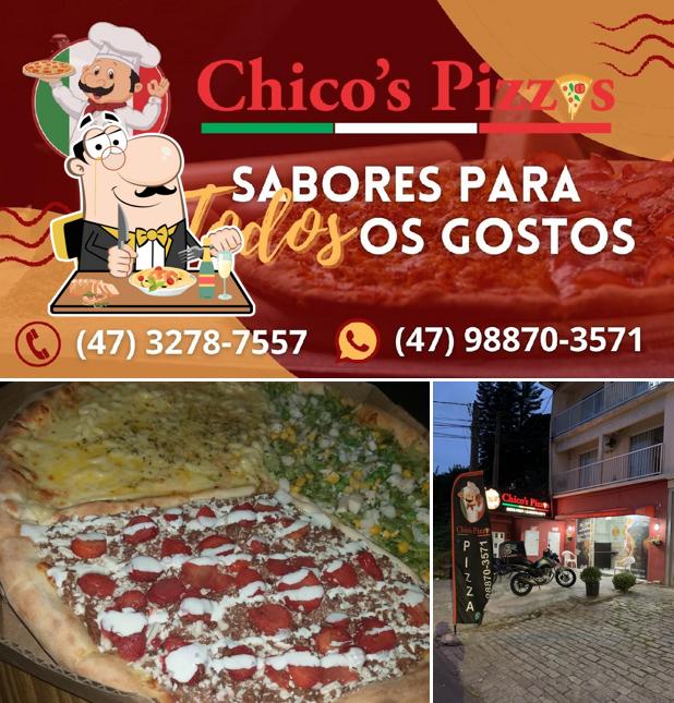 A comida e exterior do restaurante