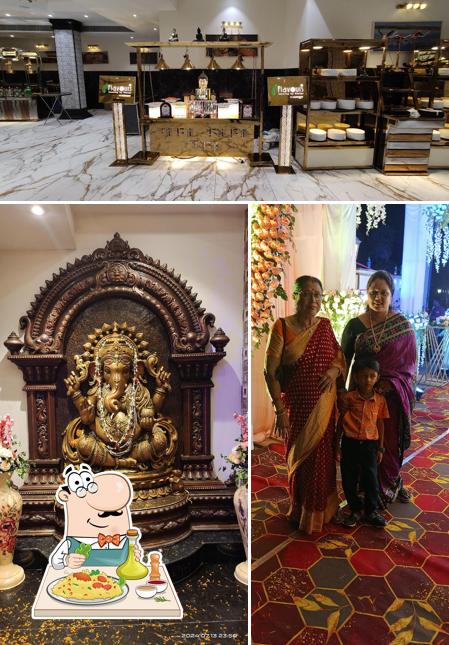 Take a look at the picture showing food and interior at Pristine Paradise