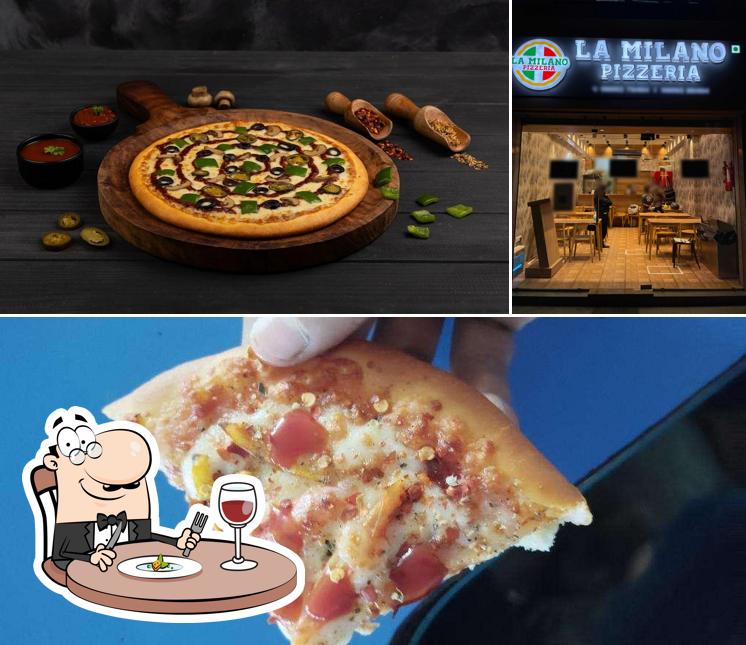 This is the image showing food and interior at La Milano Pizzeria