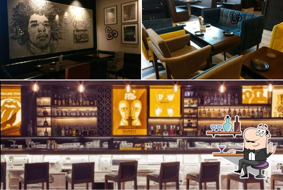 Take a seat at one of the tables at Radioroom