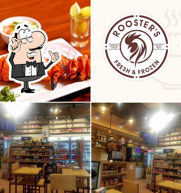 This is the image displaying interior and food at Rooster's Fresh & Frozen