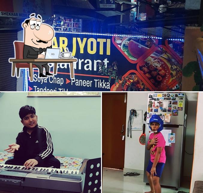 The restaurant's interior and food