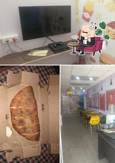 The restaurant's interior and food