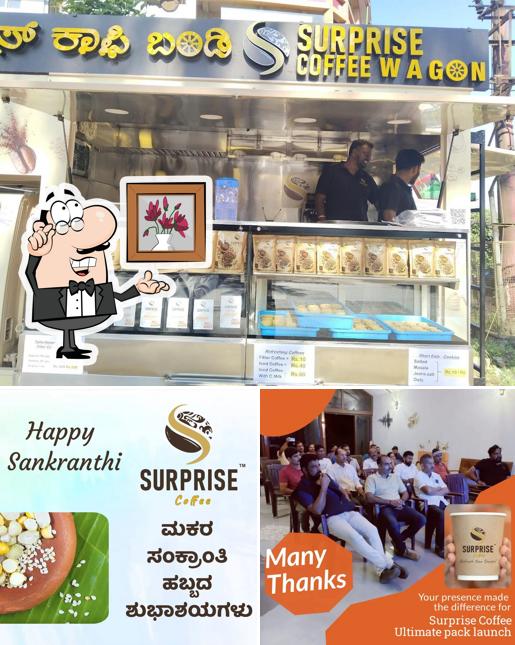 The image of Surprise Coffee Wagon’s interior and food