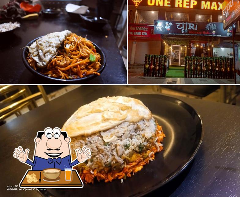 Take a look at the image displaying food and exterior at Yaari Chinese Hub