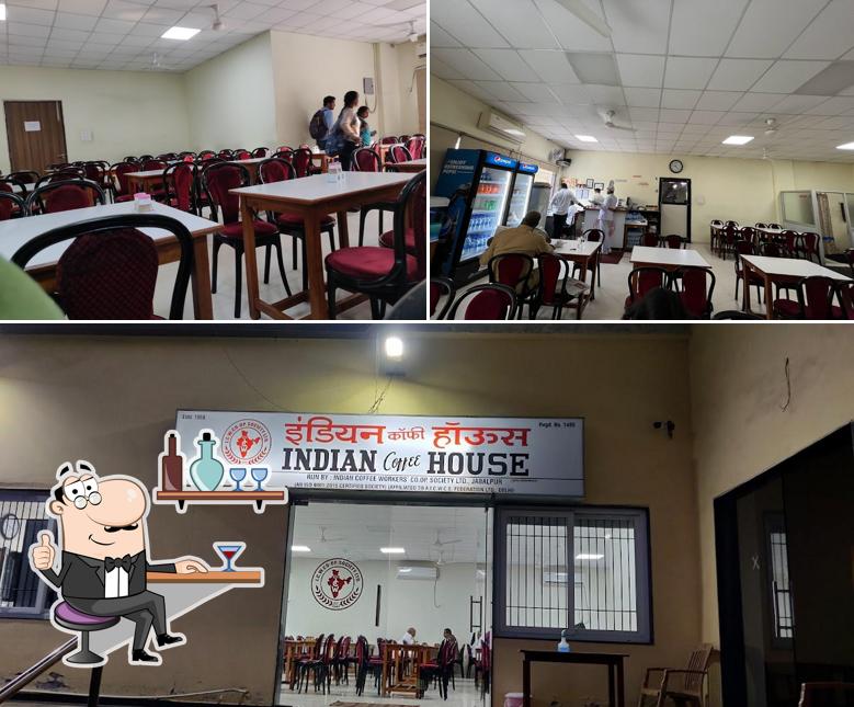 Take a seat at one of the tables at Indian Coffee House
