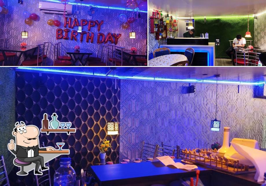 Take a seat at one of the tables at Food Island Cafe