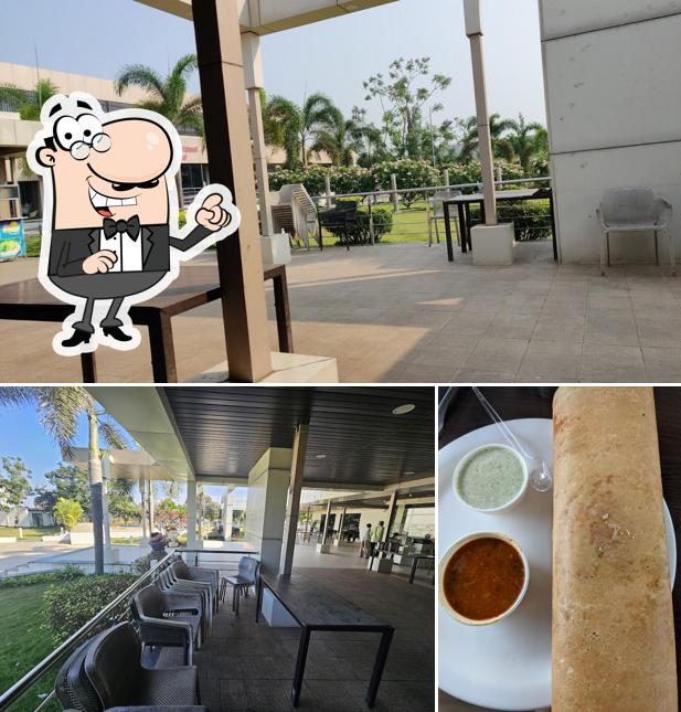 The restaurant's interior and food