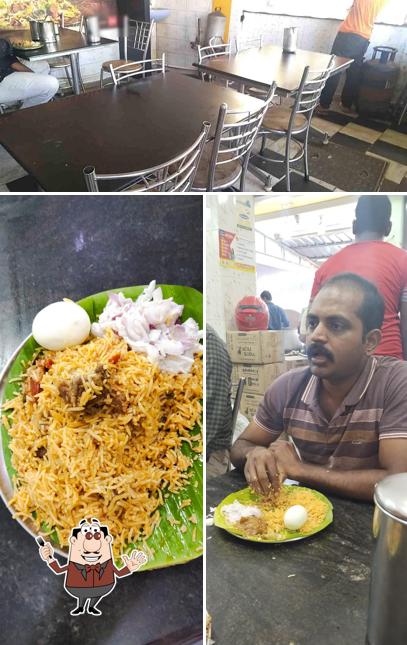 The image of food and interior at Arcot Biriyani