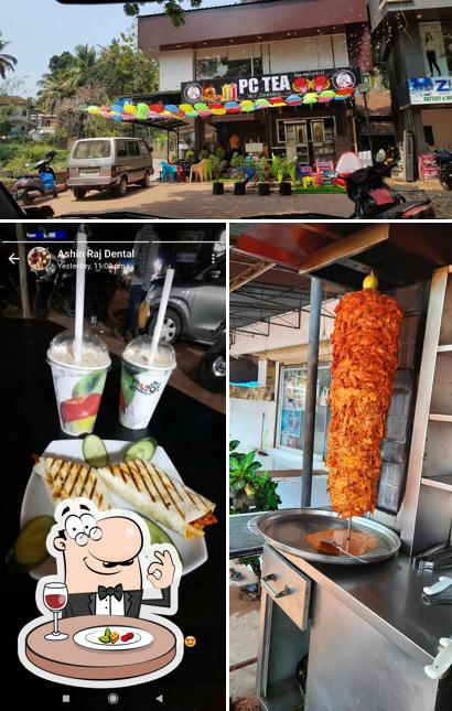 This is the image displaying food and exterior at P.C TEA SHOP