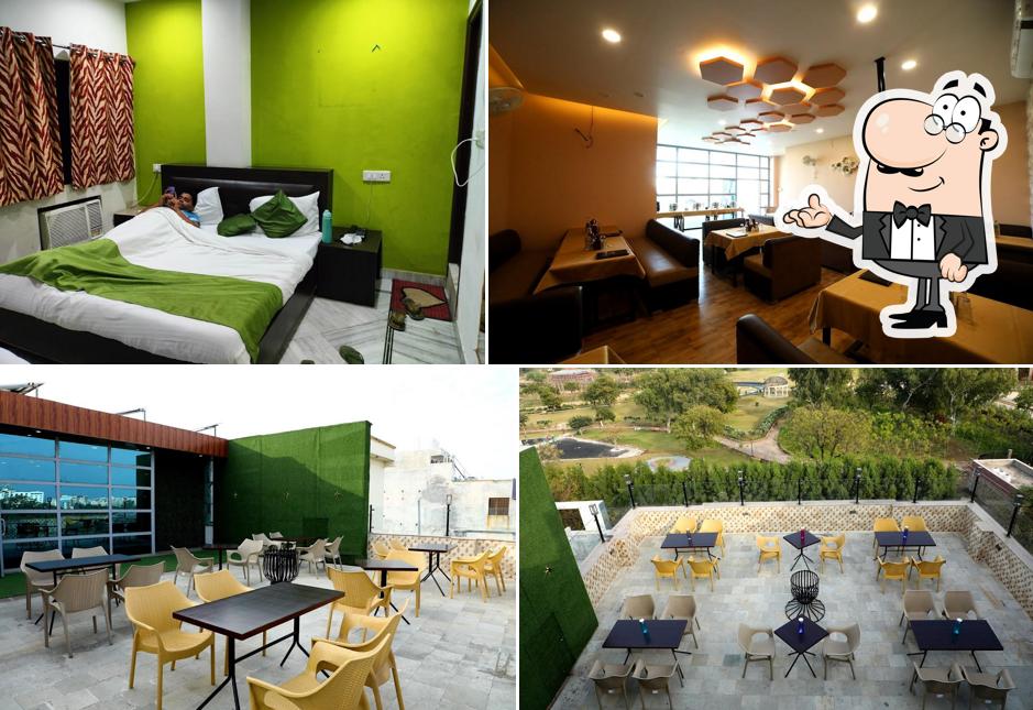 Take a seat at one of the tables at Hotel The Pride