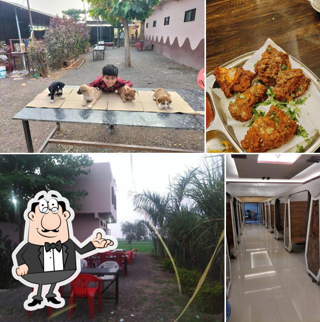 Take a look at the picture depicting interior and food at Hotel Sunny garden