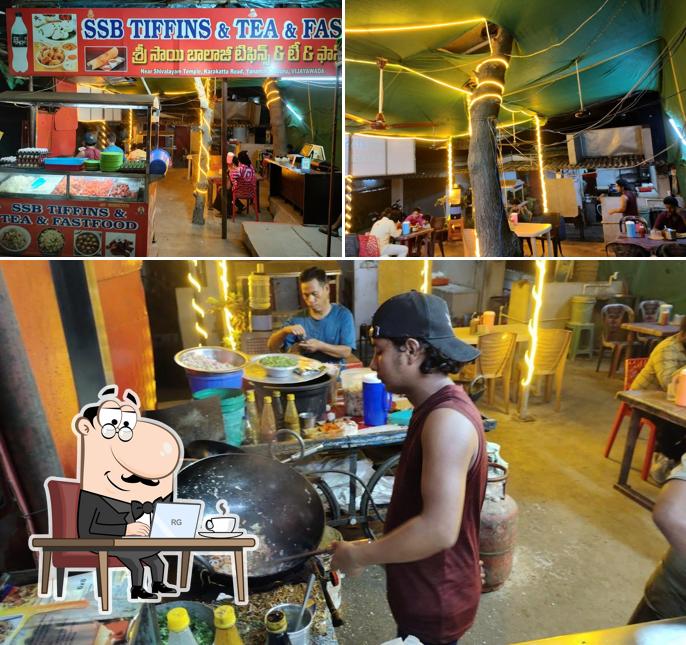 Take a look at the picture depicting interior and food at SSB FAST FOODS
