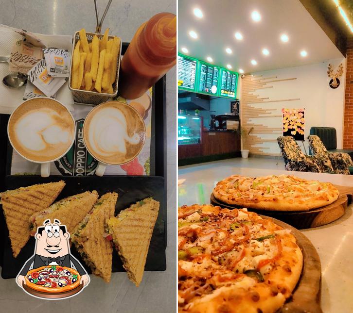 Try out pizza at Doppio Cafe
