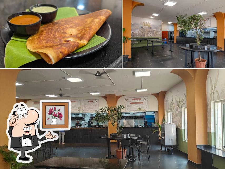 Take a look at the picture showing interior and food at Devaras Restaurant