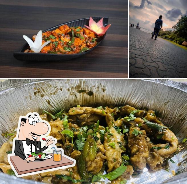 The image of food and exterior at Rucha Fine Dine