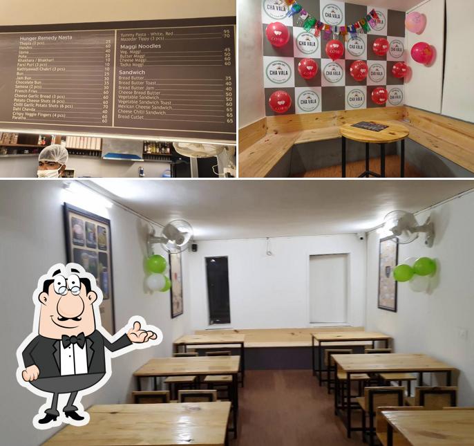 The restaurant's interior and blackboard