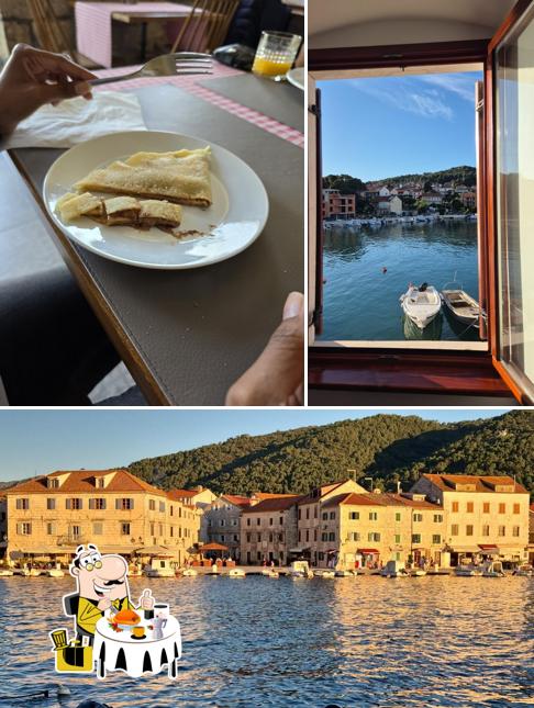 Tra le diverse cose da Ancora Faros si possono trovare la cibo e esterno