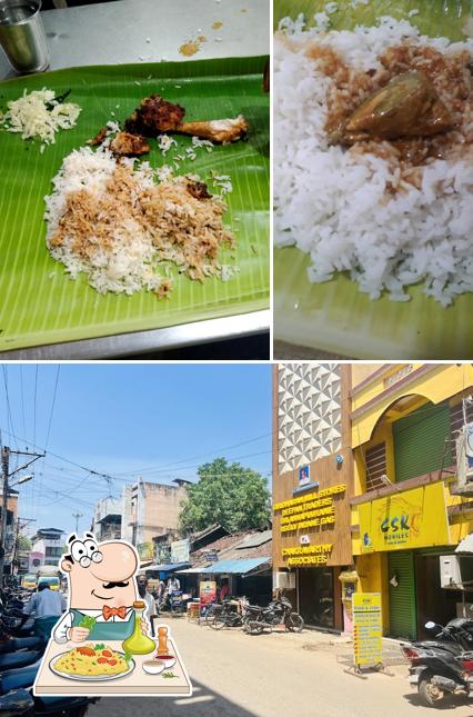 The photo of food and exterior at Manonmani Mess