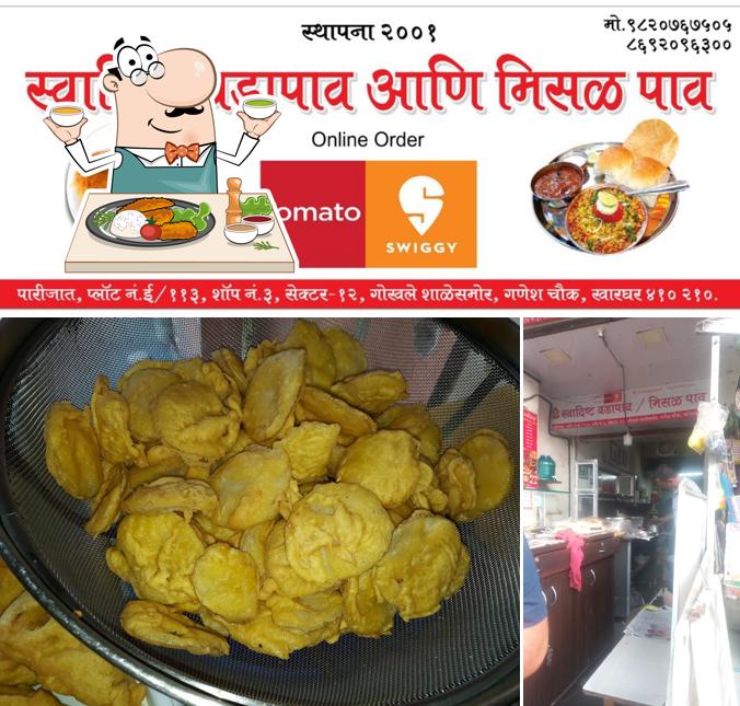 This is the picture showing food and interior at स्वादिष्ट वडापाव आणि मिसळ पाव
