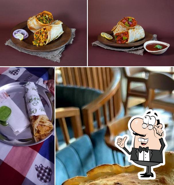 The restaurant's interior and food