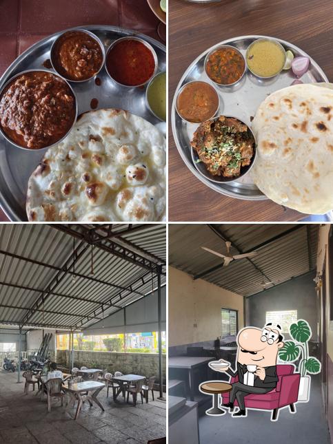 This is the photo showing interior and food at Hotel Raj Garden Dhaba