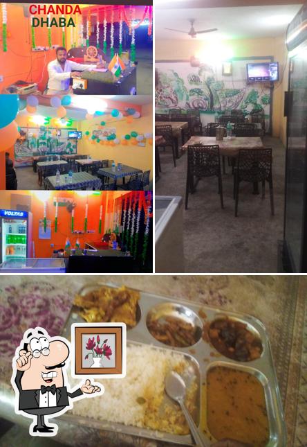 This is the picture displaying interior and food at CHANDA DHABA & RESTAURENT