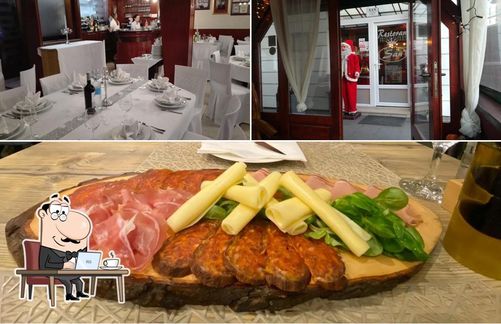 Questa è la foto che presenta la interni e cibo di Restoran San