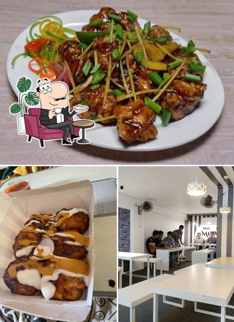 Among different things one can find interior and food at Dear MOMO