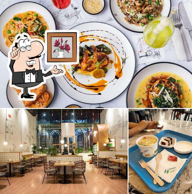 This is the picture showing interior and food at Daily Deli