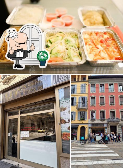La esterno e cibo del ristorante