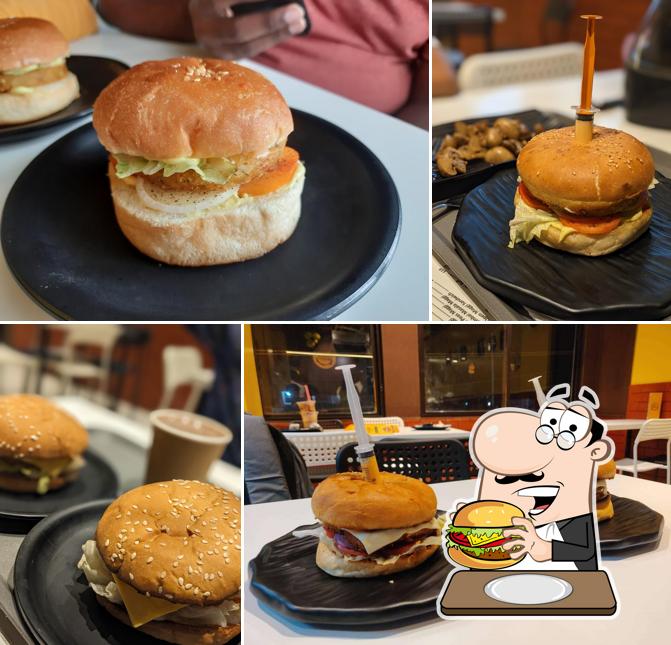 Order a burger at Milk & Mocha Cafe