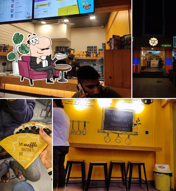 Take a seat at one of the tables at The Belgian Waffle Co