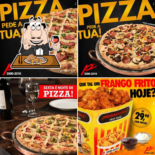 Pepperoni Pizz, Burger e Frango Frito