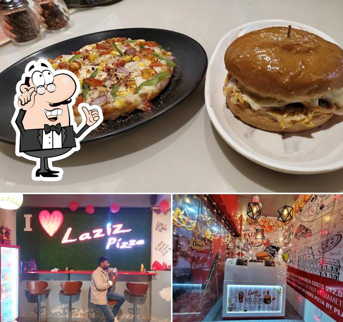 The photo of interior and food at Laziz Pizza