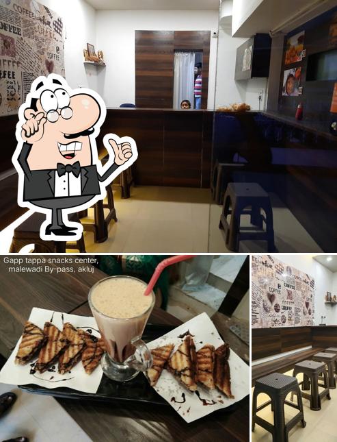 The picture of interior and beverage at Gappa tappa snacks & Cafe